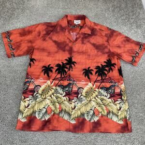 Pacific Legend Shirt Mens 2XL Red Motorcycle Hawaiian Aloha Button Front USA
